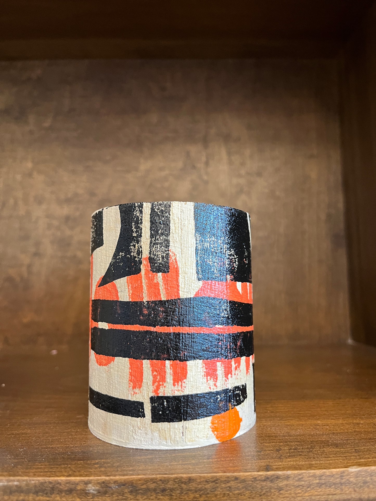 Printed Wood Cups - Orange/Black